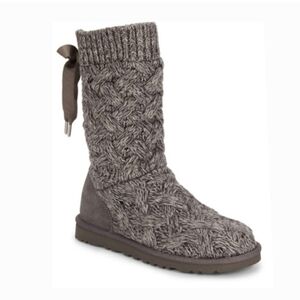 Ugg Australia Women IIsa Cardi Sweater Ankle Bows Boots shoes sz 7